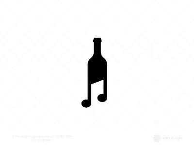 Wine Music Logo for Sale branding branding design design exclusive logo illustration logo logo design logo for sale logo type minimal morden music logo premade logo ready made logo symbol unused logo vector wine bottle logo wine logo wine music logo