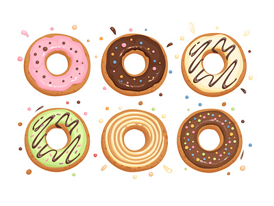 Donuts with icing and cream body positive branding design food illustration logo sticker stickers vector