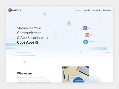 Cube Apps IO about android app branding communication design desktop illustration intro logo minimal mobile product design security ui ux vector video web web design