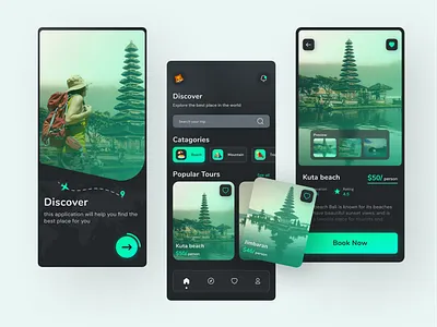 Travel App - Mobile app dark mode dark theme design app dribbble best shot figma global glow mobile app travel travel agency travel app traveling travelling trend ui uiux ux
