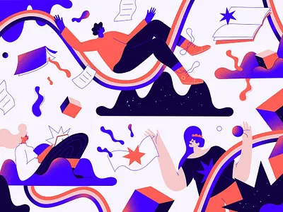 Workflow 2d agency character design flow girl illustration procreate team teamwork ui vector work