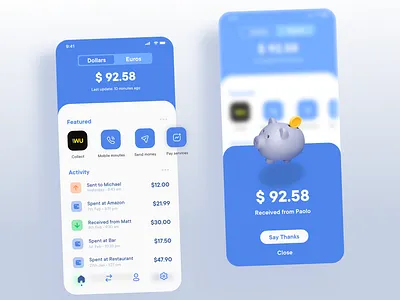 Wallet App app apple banking bankingapp digitalbanking finance finance app flat ios iphone minimal modern money paypal ui uidesign uxdesign uxui wallet walletapp