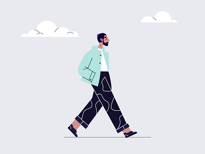 Walking character commute commuter design illustration transit ui vector walk walking