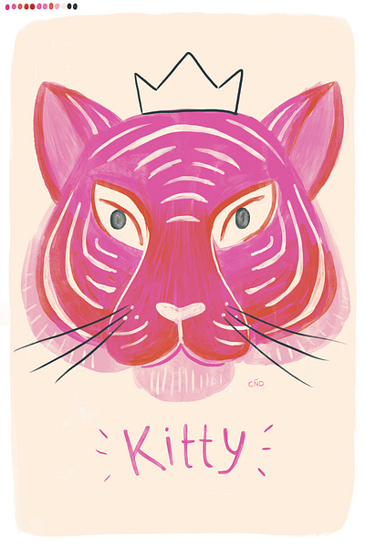 No. 7 Kitty illustration tiger watercolor