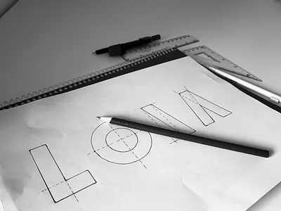 L O \ A black and white brand identity branding branding and identity branding design compass logo logo design notebook pencil pencil sketch personal brand personal branding personal logo sketch sketching