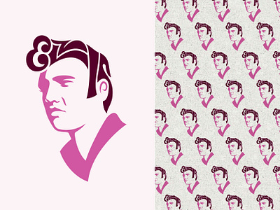 Elvis custom typography design elvis face hair hairstyle head illustration king pattern pink pompadour portrait presley quiff rock sideburns typography