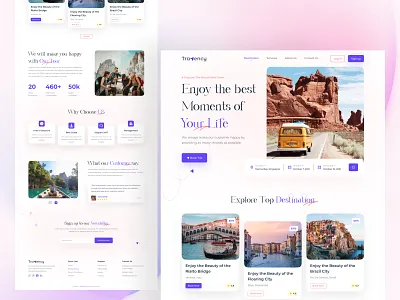 Travel🧳Agency - Landing Page Design creative design figma home page landing page design modern tour tour agency tourism tourist travel agency traveller travelling trendy website typography ui ui ux design visual design web design web template website design