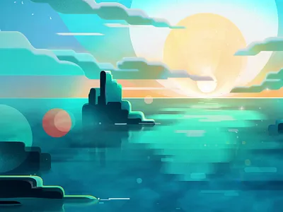 A Deep Dive animation landscape motion graphics nature sea