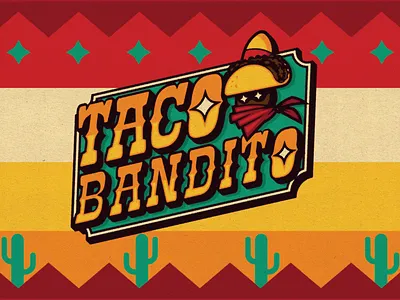 Taco Bandito bandit cactus food illustration logo mexican pattern taco