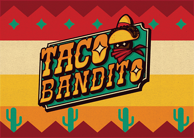 Taco Bandito bandit cactus food illustration logo mexican pattern taco