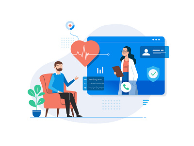 Hero section Illustration app doctor flat health hero section icon illustration medical minimal vector website