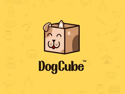 DogCube™ Branding animal logo animals brand identity branding business cat clean cute design dog dog logo graphic design icon illustration logo logo design logodesign pet care pets yellow