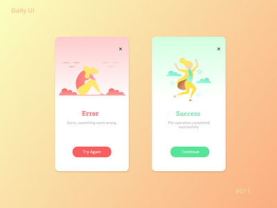 DailyUi - 011 - Flash Message (Error/Success) 011 app design dailyui dailyui011 dailyuichallenge error figma flashmessage illustration mobile mobileui success ui uidesign uiux uiuxdesign ux