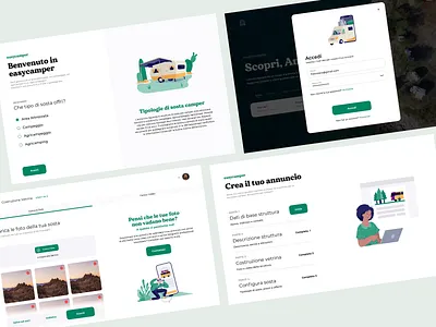 Easycamper Website camper camper van campers campervan camping camping area camping platform graphic green illustration ui