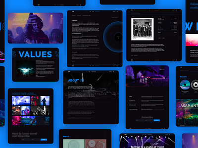 Company that makes and distributes techno music - website agency design ecommerce flat minimal music platform techno ui ux web website
