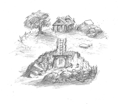 Unassuming Out-buildings dnd drawing illustration mine pencil shed sketch storybook