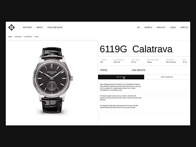 Patek Philippe animation design minimal ui ux web