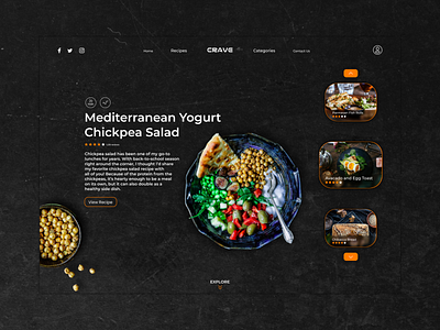 CRAVE. Food Recipe Landing Page UI app design food food app food delivery food delivery website food recipe minimal ui ux web website