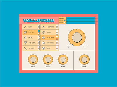 Virtual instrument (Mellotron) audio audio control branding flat style mellotron ui ui design uidesign vst plugin