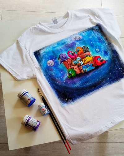 Hand-painted T-shirt They're Among Us apparel design hand painted handmade illustration paint painting style wear