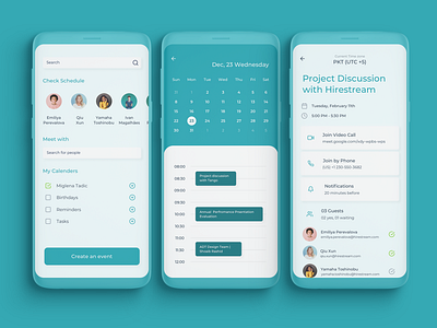 Meeting Scheduling App app birthdays calendar clean design event layout meeting meeting app meetings minimal phone call schedule typography ui ux video call
