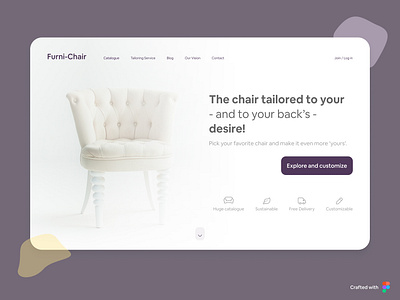 Furni-Chair Landing Page | Daily UI Challenge 003 concept customize dailyui dailyui 003 design figma furniture furniture store furniture website landing landing page ui ux web design