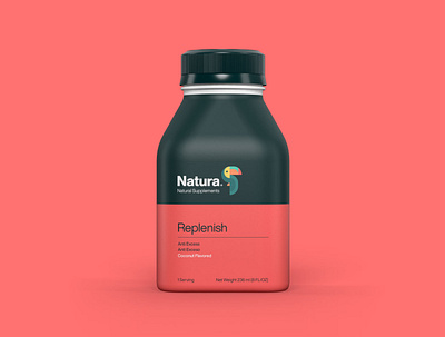 Natura Replenish Concept bird brand brand identity branding clean concept geometric identity layout minimal nature package package design packaging packaging design toucan tropic tropical