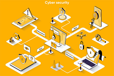 Cyber Security 3D Isometric Web Banner 3d animation 3d art 3d character 3d illustration agency app business concept conceptual development flat illustration landing landing page page process technology vector web website