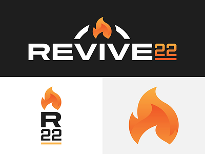 REVIVE22 Logo System branding christian church fire flame jesus logo logo design minimal religion revival revive