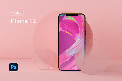 Phone Pink Scene Mockup abstract clean device display laptop mac macbook mockup phone phone mockup presentation realistic simple smartphone theme ui ux web webpage website