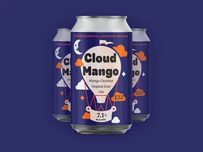Cloud Mango baltimore beer beer branding beer label branding cloud app craft beer hot air balloon hot air balloons ipa mango moon