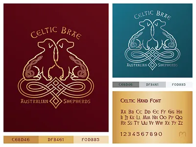 Australian Shepherds Logo Design in Celtic style animal clinics celtic celtic knot dog logo golden intertwined irish kennel knots knotwork logo design logotype mithology petshop silver veterinary