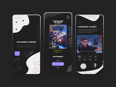 Children's cinema app shot app child cinema design minimal ui