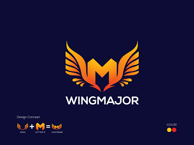 M Letter + Wing logo | Wingmajor a b c d e f g h i j k l m alphabet logo branding cool creative flat geometric illustration letter logo logo logotype m letter logo m monogram minimal modern logo typogaphy vector vectors wing logo