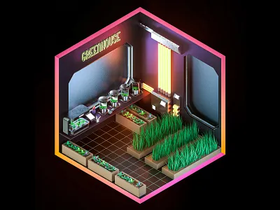Martian Bunkers: Greenhouse 3d bunkers c4d elon greenhouse illustration isometric mars nft nfts rooms