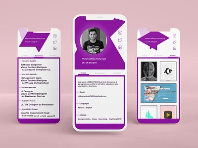 Daily UI 006 - User Profile adobe xd creative design illustration mobile app mobile app design mobile ui mockup photoshop portfolio profile resume resume cv ui ui ux uidesign user userprofile ux vector