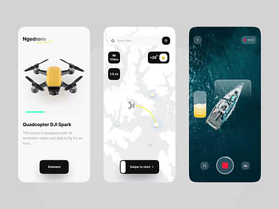 Drone Mobile App app app design camera camera drone clean drone drone app fly interface ios app minimal mobile mobile app mobile ui mobileapps quadrocopter ui uiux uiuxdesign ux