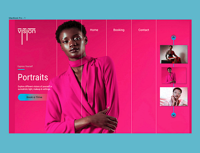 Vision Landing Page - Desktop Mockup branding design fashion figma logo photography pink portrait ui ux web design