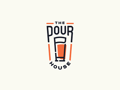 The Pour House - Logo badge beer drink glass logo monogram monoline type