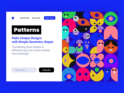 Patterns - Landing page for Design Community art artwork colors colour scheme colourful colours figma landing page landing page design pattern pattern a day pattern art pattern design pattern designer patterns ui web design webdesign website design