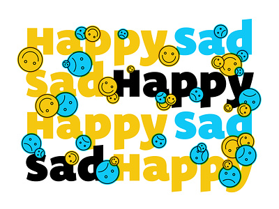 MOOD. blue frown geometric graphic happy sad smile vector yellow