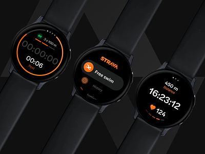 Strava Galaxy Watch Concept activity tracking cycling galaxy watch redesign running samsung smartwatch sports strava swimming ui user interface wearable
