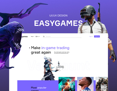 Easygames platform for online trading of in-game goods animation branding clean design games illustration modern new shop site trading ui ux web