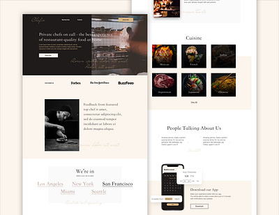 Chefio - Luxurious web design concept beige case study chef food landing landing page concept landing page design landing page ui luxurious luxury luxury branding menu mobile app web design web ui webdesign website