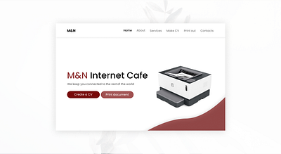 landing page for an Internet cafe website