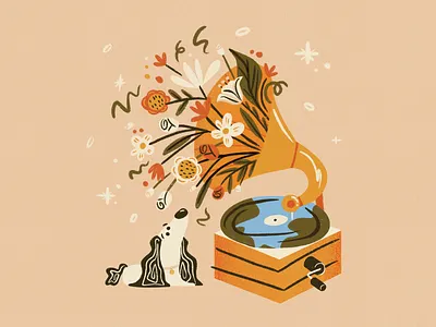 Our Planet Week 2021: Voice animals illustrated dog illustration earth environment flat floral art hand drawn illustration music record spot illustration vector voice