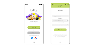 Sign Up mockup recycling sign in signup ui ui design