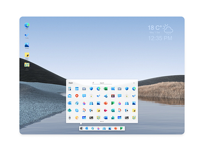 Windows 11 taskbar design. dock fluent fluent design redesing taskbar windows 10