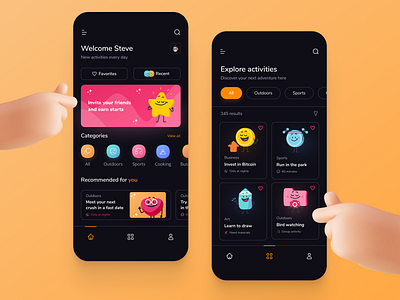 Activity finder app 3d app design icon illustration ui ux