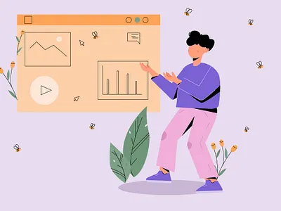 business boy adobe illustration bee blue boy branding business design flowers illustration illustrator presentation purple vector